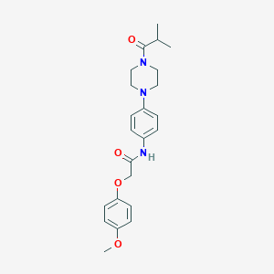 molecular formula C23H29N3O4 B246015 N-[4-(4-isobutyryl-1-piperazinyl)phenyl]-2-(4-methoxyphenoxy)acetamide 