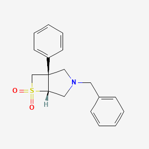 molecular formula C18H19NO2S B2460154 (1S,5R)-3-苄基-1-苯基-6λ6-硫杂-3-氮杂双环[3.2.0]庚烷 6,6-二氧化物 CAS No. 2470279-94-6