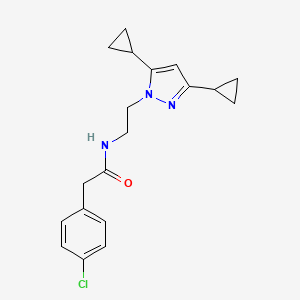 molecular formula C19H22ClN3O B2460158 2-(4-氯苯基)-N-(2-(3,5-二环丙基-1H-吡唑-1-基)乙基)乙酰胺 CAS No. 2310152-16-8