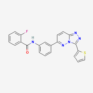 molecular formula C22H14FN5OS B2460159 2-fluoro-N-(3-(3-(thiophen-2-yl)-[1,2,4]triazolo[4,3-b]pyridazin-6-yl)phenyl)benzamide CAS No. 891124-05-3