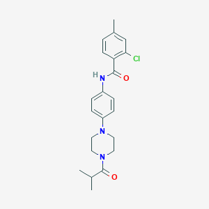 molecular formula C22H26ClN3O2 B246016 2-chloro-N-[4-(4-isobutyryl-1-piperazinyl)phenyl]-4-methylbenzamide 