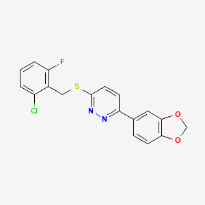 3-(Benzo[d][1,3]dioxol-5-yl)-6-((2-chloro-6-fluorobenzyl)thio)pyridazine