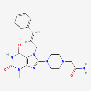 2-[4-[3-methyl-2,6-dioxo-7-[(E)-3-phenylprop-2-enyl]purin-8-yl]piperazin-1-yl]acetamide