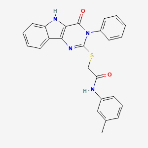 2-((4-oxo-3-phenyl-4,5-dihydro-3H-pyrimido[5,4-b]indol-2-yl)thio)-N-(m-tolyl)acetamide