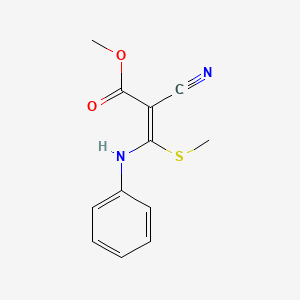molecular formula C12H12N2O2S B2460179 methyl (2E)-2-cyano-3-methylthio-3-(phenylamino)prop-2-enoate CAS No. 101662-04-8