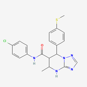 molecular formula C20H20ClN5OS B2460181 N-(4-chlorophenyl)-5-methyl-7-(4-(methylthio)phenyl)-4,5,6,7-tetrahydro-[1,2,4]triazolo[1,5-a]pyrimidine-6-carboxamide CAS No. 1212358-65-0