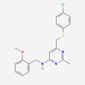 N-(6-{[(4-chlorophenyl)sulfanyl]methyl}-2-methyl-4-pyrimidinyl)-N-(2-methoxybenzyl)amine