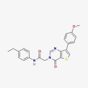 molecular formula C23H21N3O3S B2460188 N-(4-乙基苯基)-2-[7-(4-甲氧基苯基)-4-氧代噻吩[3,2-d]嘧啶-3(4H)-基]乙酰胺 CAS No. 1206987-07-6