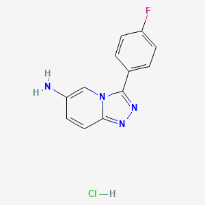 molecular formula C12H10ClFN4 B2460195 3-(4-Fluorophenyl)-[1,2,4]triazolo[4,3-a]pyridin-6-amine;hydrochloride CAS No. 2247103-78-0