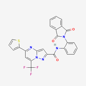 molecular formula C26H14F3N5O3S B2460198 N-(2-(1,3-二氧代异吲哚林-2-基)苯基)-5-(噻吩-2-基)-7-(三氟甲基)吡唑并[1,5-a]嘧啶-2-甲酰胺 CAS No. 313245-44-2