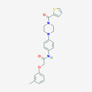 molecular formula C24H25N3O3S B246020 2-(3-methylphenoxy)-N-{4-[4-(2-thienylcarbonyl)-1-piperazinyl]phenyl}acetamide 