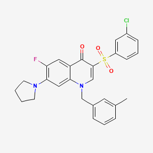 molecular formula C27H24ClFN2O3S B2460202 3-[(3-chlorophenyl)sulfonyl]-6-fluoro-1-(3-methylbenzyl)-7-pyrrolidin-1-ylquinolin-4(1H)-one CAS No. 892759-96-5