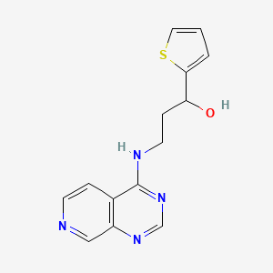 molecular formula C14H14N4OS B2460203 3-(Pyrido[3,4-d]pyrimidin-4-ylamino)-1-thiophen-2-ylpropan-1-ol CAS No. 2380191-37-5