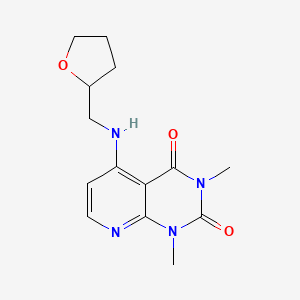 molecular formula C14H18N4O3 B2460206 1,3-dimethyl-5-(((tetrahydrofuran-2-yl)methyl)amino)pyrido[2,3-d]pyrimidine-2,4(1H,3H)-dione CAS No. 946252-99-9