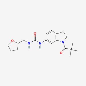 molecular formula C19H27N3O3 B2460222 1-(1-叔丁酰吲哚啉-6-基)-3-((四氢呋喃-2-基)甲基)脲 CAS No. 2034536-23-5