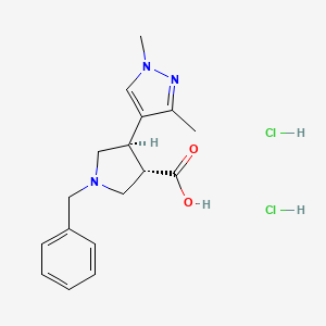 rac-(3R,4S)-1-benzyl-4-(1,3-dimethyl-1H-pyrazol-4-yl)pyrrolidine-3-carboxylic acid dihydrochloride, trans