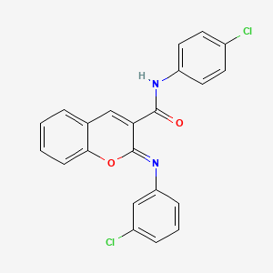 molecular formula C22H14Cl2N2O2 B2460235 (2Z)-N-(4-chlorophenyl)-2-[(3-chlorophenyl)imino]-2H-chromene-3-carboxamide CAS No. 1327197-09-0