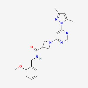 molecular formula C21H24N6O2 B2460242 1-(6-(3,5-二甲基-1H-吡唑-1-基)嘧啶-4-基)-N-(2-甲氧基苄基)氮杂环丁烷-3-甲酰胺 CAS No. 2034232-28-3