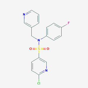 molecular formula C17H13ClFN3O2S B2460247 6-chloro-N-(4-fluorophenyl)-N-[(pyridin-3-yl)methyl]pyridine-3-sulfonamide CAS No. 1356574-21-4