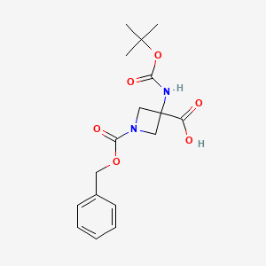 molecular formula C17H22N2O6 B2460262 1-((Benzyloxy)carbonyl)-3-((tert-butoxycarbonyl)amino)azetidine-3-carboxylic acid CAS No. 1823265-82-2