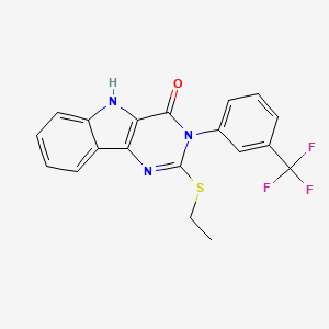 molecular formula C19H14F3N3OS B2460266 2-(ethylthio)-3-(3-(trifluoromethyl)phenyl)-3H-pyrimido[5,4-b]indol-4(5H)-one CAS No. 536716-25-3