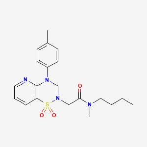molecular formula C20H26N4O3S B2460272 N-butyl-2-(1,1-dioxido-4-(p-tolyl)-3,4-dihydro-2H-pyrido[2,3-e][1,2,4]thiadiazin-2-yl)-N-methylacetamide CAS No. 1251623-75-2
