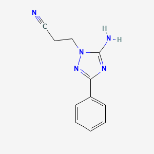 molecular formula C11H11N5 B2460284 3-Phenyl-5-amino-1H-1,2,4-triazole-1-propanenitrile CAS No. 1072106-46-7