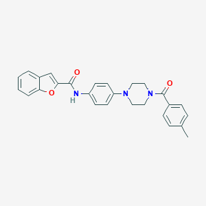 molecular formula C27H25N3O3 B246029 N-{4-[4-(4-Methylbenzoyl)piperazin-1-YL]phenyl}-1-benzofuran-2-carboxamide 