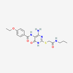 N-(4-amino-6-oxo-2-((2-oxo-2-(propylamino)ethyl)thio)-1,6-dihydropyrimidin-5-yl)-4-ethoxybenzamide