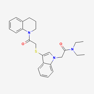 molecular formula C25H29N3O2S B2460297 2-(3-((2-(3,4-dihydroquinolin-1(2H)-yl)-2-oxoethyl)thio)-1H-indol-1-yl)-N,N-diethylacetamide CAS No. 895792-80-0