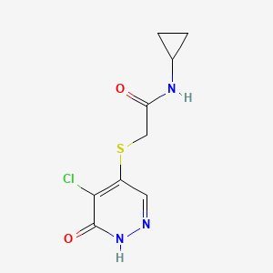 molecular formula C9H10ClN3O2S B2460299 2-((5-cloro-6-oxo-1,6-dihidropiridacin-4-il)tio)-N-ciclopropilacetamida CAS No. 2034377-50-7