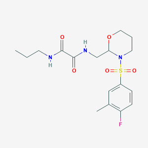 molecular formula C17H24FN3O5S B2460305 N1-((3-((4-氟-3-甲苯磺酰基)-1,3-恶唑烷-2-基)甲基)-N2-丙基草酰胺 CAS No. 872724-70-4