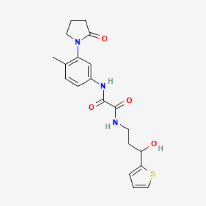 molecular formula C20H23N3O4S B2460309 N1-(3-hydroxy-3-(thiophen-2-yl)propyl)-N2-(4-methyl-3-(2-oxopyrrolidin-1-yl)phenyl)oxalamide CAS No. 1705424-03-8