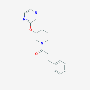 molecular formula C19H23N3O2 B2460311 1-(3-(Pyrazin-2-yloxy)piperidin-1-yl)-3-(m-tolyl)propan-1-one CAS No. 2034474-42-3