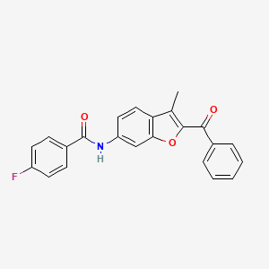 molecular formula C23H16FNO3 B2460315 N-(2-benzoyl-3-methyl-1-benzofuran-6-yl)-4-fluorobenzamide CAS No. 923216-76-6