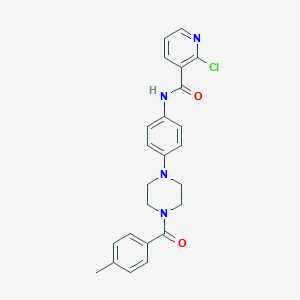 molecular formula C24H23ClN4O2 B246032 2-Chloro-N-{4-[4-(4-methyl-benzoyl)-piperazin-1-yl]-phenyl}-nicotinamide 