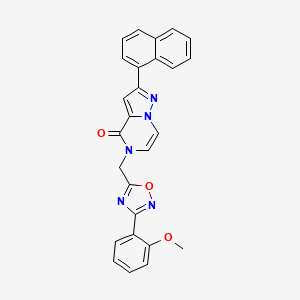 molecular formula C26H19N5O3 B2460323 5-((3-(2-甲氧基苯基)-1,2,4-恶二唑-5-基)甲基)-2-(萘-1-基)吡唑并[1,5-a]吡嗪-4(5H)-酮 CAS No. 1207004-54-3