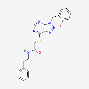 molecular formula C21H19FN6OS B2460325 2-((3-(2-氟苄基)-3H-[1,2,3]三唑并[4,5-d]嘧啶-7-基)硫代)-N-苯乙基乙酰胺 CAS No. 863458-88-2