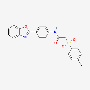 molecular formula C22H18N2O4S B2460326 N-(4-(benzo[d]oxazol-2-yl)phenyl)-2-tosylacetamide CAS No. 895449-15-7