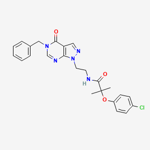 N-(2-(5-benzyl-4-oxo-4,5-dihydro-1H-pyrazolo[3,4-d]pyrimidin-1-yl)ethyl)-2-(4-chlorophenoxy)-2-methylpropanamide