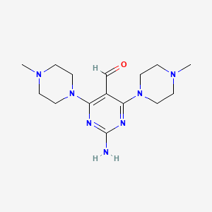 molecular formula C15H25N7O B2460345 2-Amino-4,6-bis(4-methylpiperazino)-5-pyrimidinecarbaldehyde CAS No. 865660-53-3