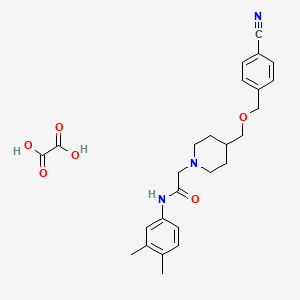 molecular formula C26H31N3O6 B2460347 2-(4-(((4-cyanobenzyl)oxy)methyl)piperidin-1-yl)-N-(3,4-dimethylphenyl)acetamide oxalate CAS No. 1396879-39-2