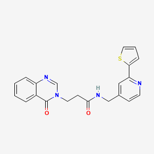 molecular formula C21H18N4O2S B2460351 3-(4-氧代-3,4-二氢喹唑啉-3-基)-N-{[2-(噻吩-2-基)吡啶-4-基]甲基}丙酰胺 CAS No. 2034546-21-7