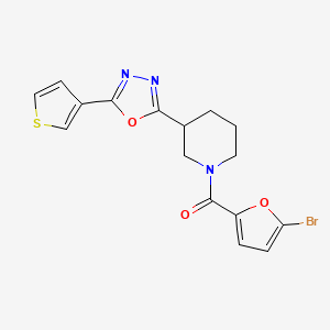 (5-Bromofuran-2-yl)(3-(5-(thiophen-3-yl)-1,3,4-oxadiazol-2-yl)piperidin-1-yl)methanone