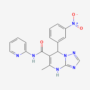 molecular formula C18H15N7O3 B2460364 5-甲基-7-(3-硝基苯基)-N-(吡啶-2-基)-4,7-二氢-[1,2,4]三唑并[1,5-a]嘧啶-6-甲酰胺 CAS No. 329795-99-5