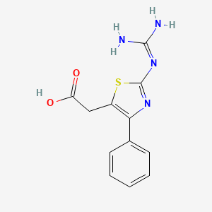 molecular formula C12H12N4O2S B2460365 2-(2-{[Amino(imino)methyl]amino}-4-phenyl-1,3-thiazol-5-yl)acetic acid CAS No. 860785-73-5