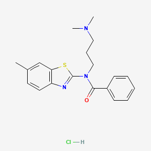 molecular formula C20H24ClN3OS B2460373 N-(3-(dimethylamino)propyl)-N-(6-methylbenzo[d]thiazol-2-yl)benzamide hydrochloride CAS No. 1216545-54-8