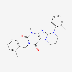 molecular formula C24H25N5O2 B2460379 1-methyl-3-(2-methylbenzyl)-9-(o-tolyl)-6,7,8,9-tetrahydropyrimido[2,1-f]purine-2,4(1H,3H)-dione CAS No. 877617-16-8