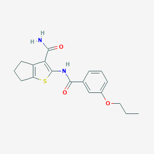 molecular formula C18H20N2O3S B246038 2-[(3-propoxybenzoyl)amino]-5,6-dihydro-4H-cyclopenta[b]thiophene-3-carboxamide 
