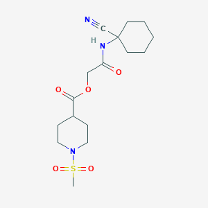 molecular formula C16H25N3O5S B2460389 [2-[(1-Cyanocyclohexyl)amino]-2-oxoethyl] 1-methylsulfonylpiperidine-4-carboxylate CAS No. 938851-94-6